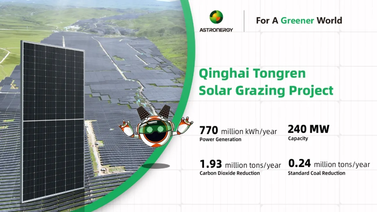  High-altitude solar project in Qinghai generates 770 million kWh of clean energy each year. (Image Credit: Astronergy)  