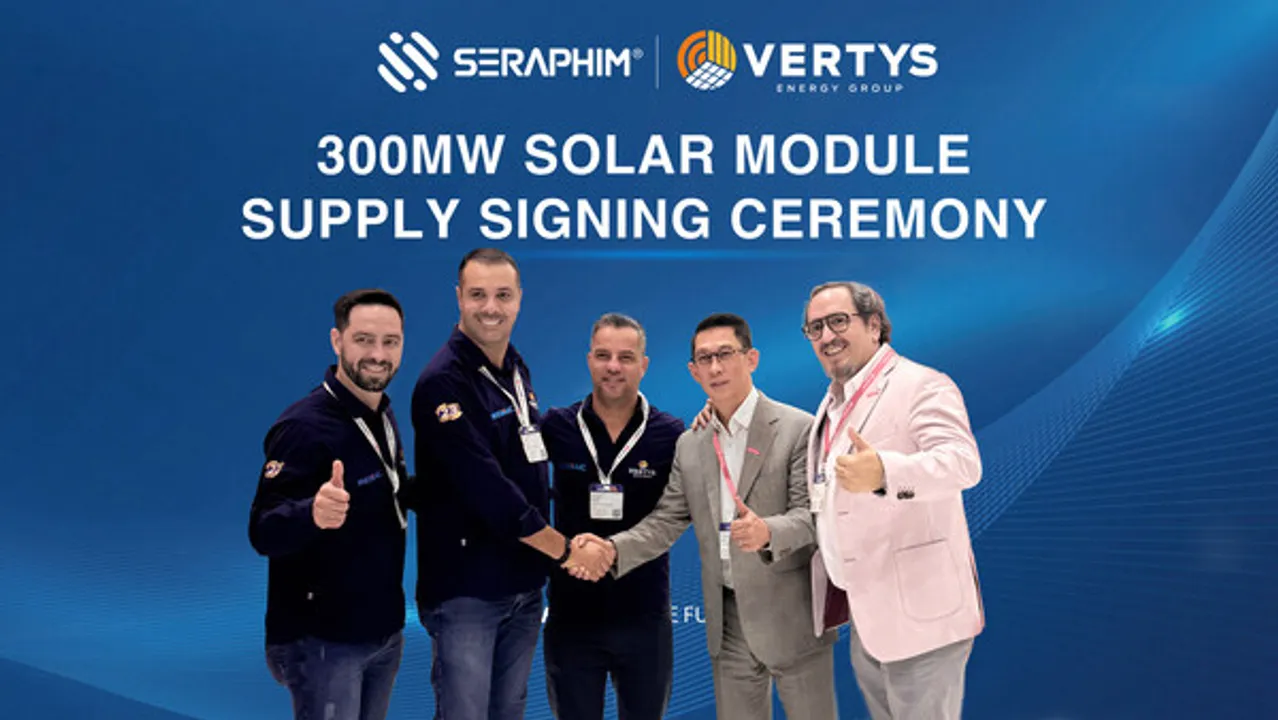  Seraphim partners with Vertys Energy to distribute 300 MW of TOPCon bifacial solar modules across Brazil. (Photo Credit: Seraphim Solar)  