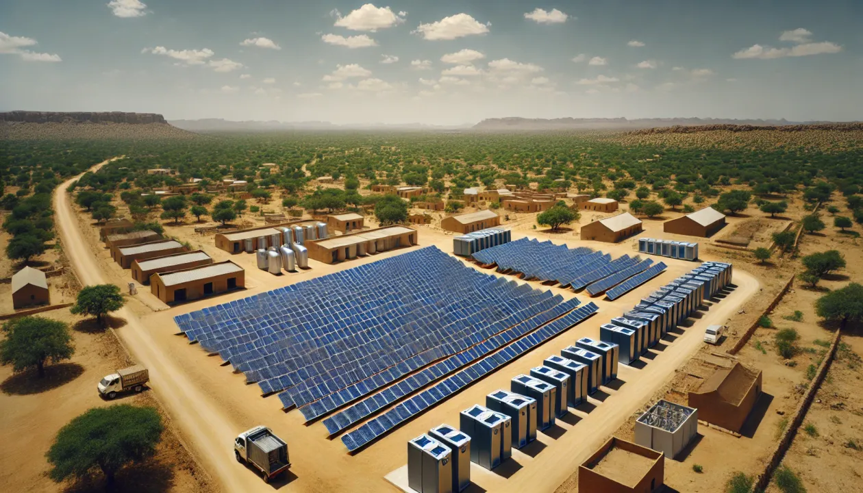  Senegal’s largest solar and BESS project by AXIAN Energy will deliver clean energy to 235,000 people by 2026. (Image Credit: ChatGpt)  