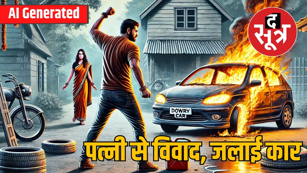shahdol husband burns car wife visits parents new