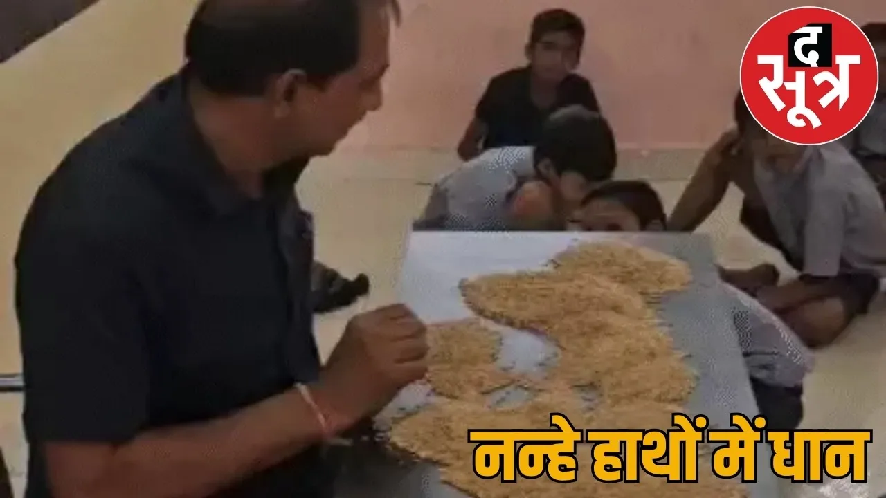Children pick paddy government school their family members locked school