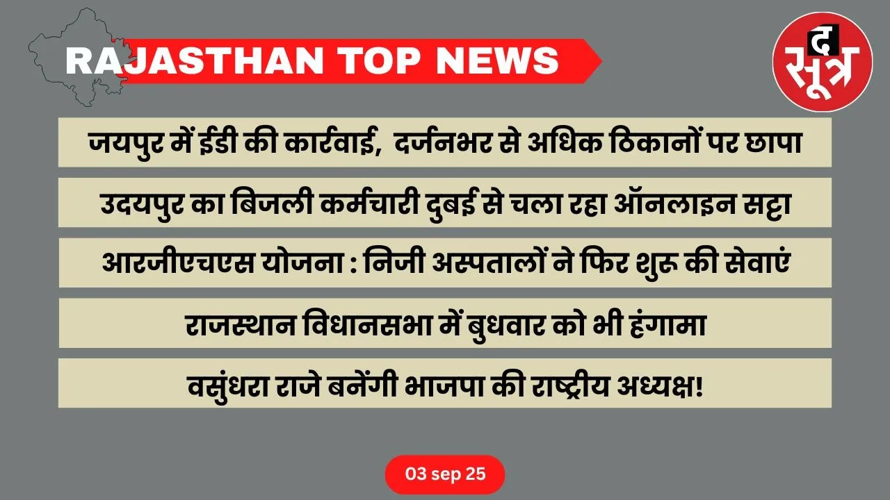 Rajasthan top news 03 sep