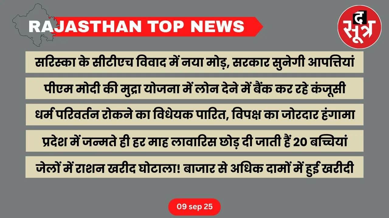 Rajasthan top news 09 sep