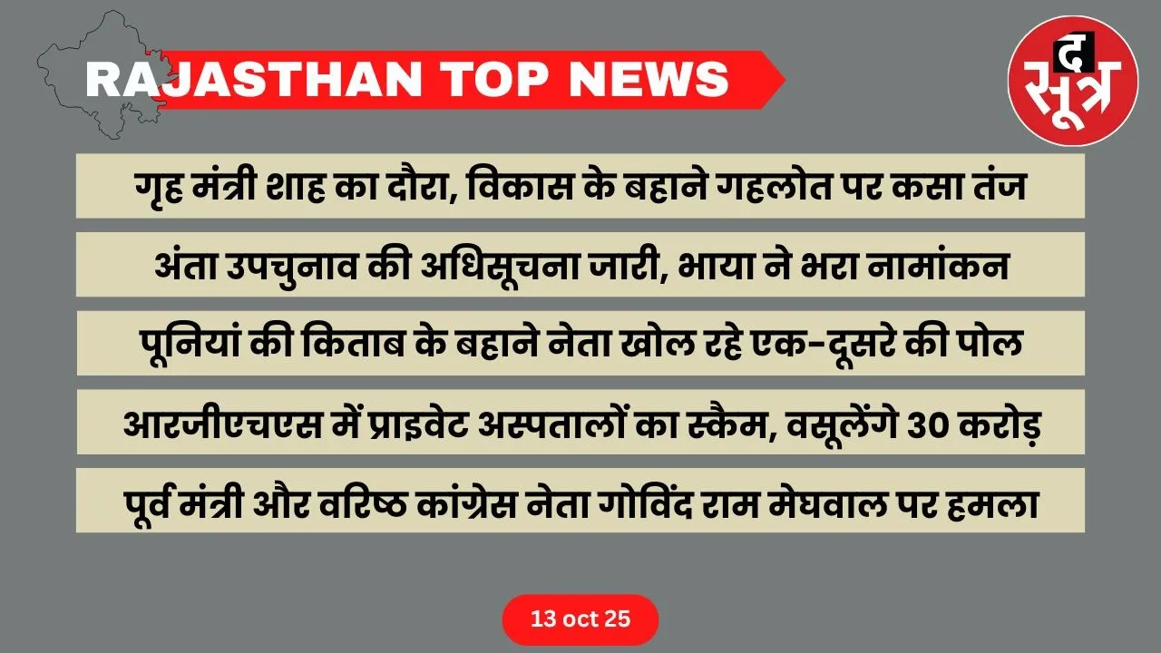 Rajasthan top news 13 oct