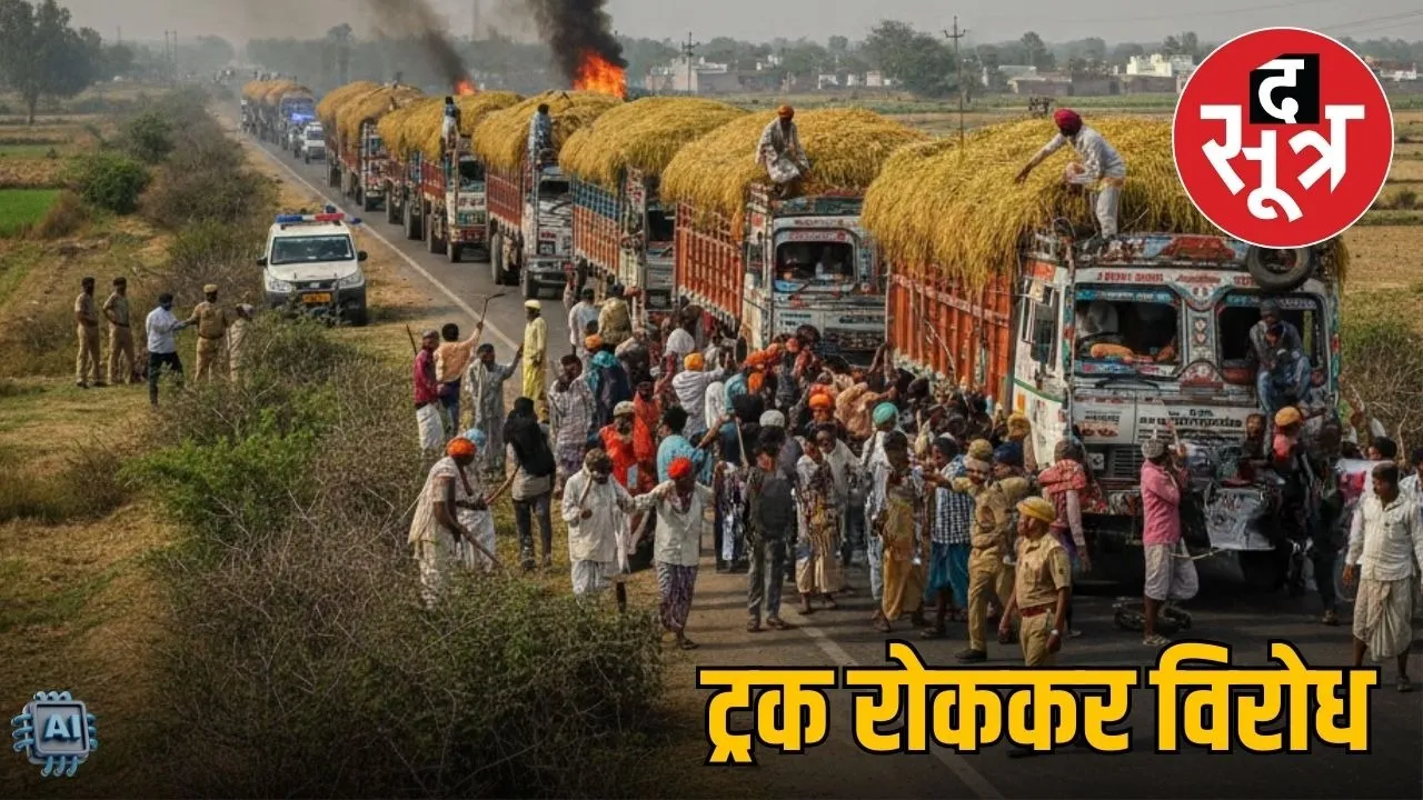 rewa-tyonthar-farmers-protest-paddy-transport
