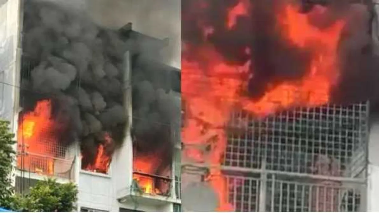 डरावना मंजर: गैस लीक होने से 4 मंजिला अपार्टमेंट में लगी आग, बुजुर्ग महिला जिंदा जली