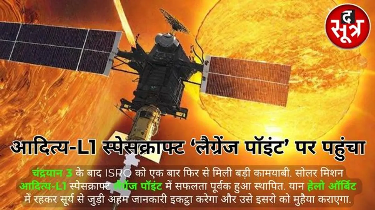 अंतरिक्ष अभियान में ISRO की कामयाबी, Aditya सैटेलाइट L1 प्वाइंट पर हैलो ऑर्बिट में हुआ तैनात, सूर्य के रहस्य की करेगा खोज