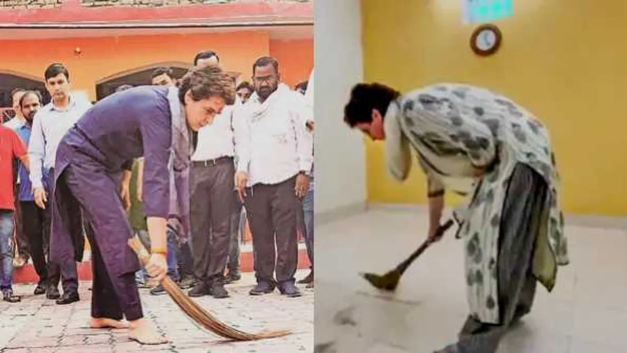 प्रियंका की नई पॉलिटिक्स: अब वाल्मीकि मंदिर में झाड़ू लगाई, योगी के बयान पर पलटवार