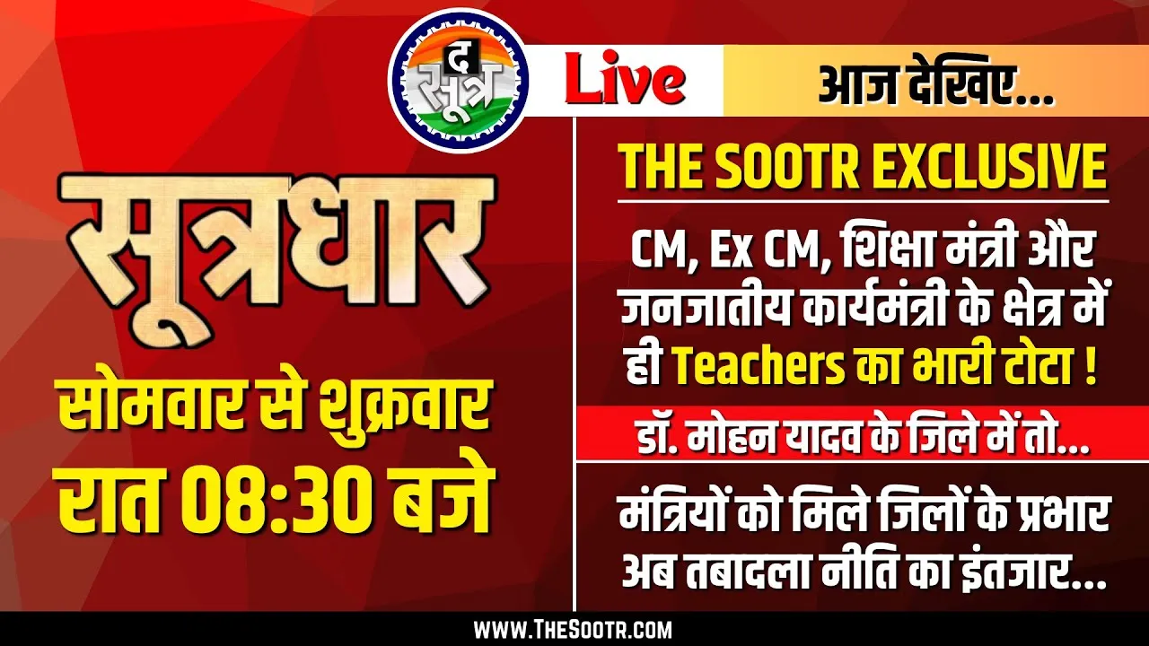 🔴Sootrdhar Live | CM, Ex CM और Education Minister के गृहजिले में Teachers के कितने पद खाली ?