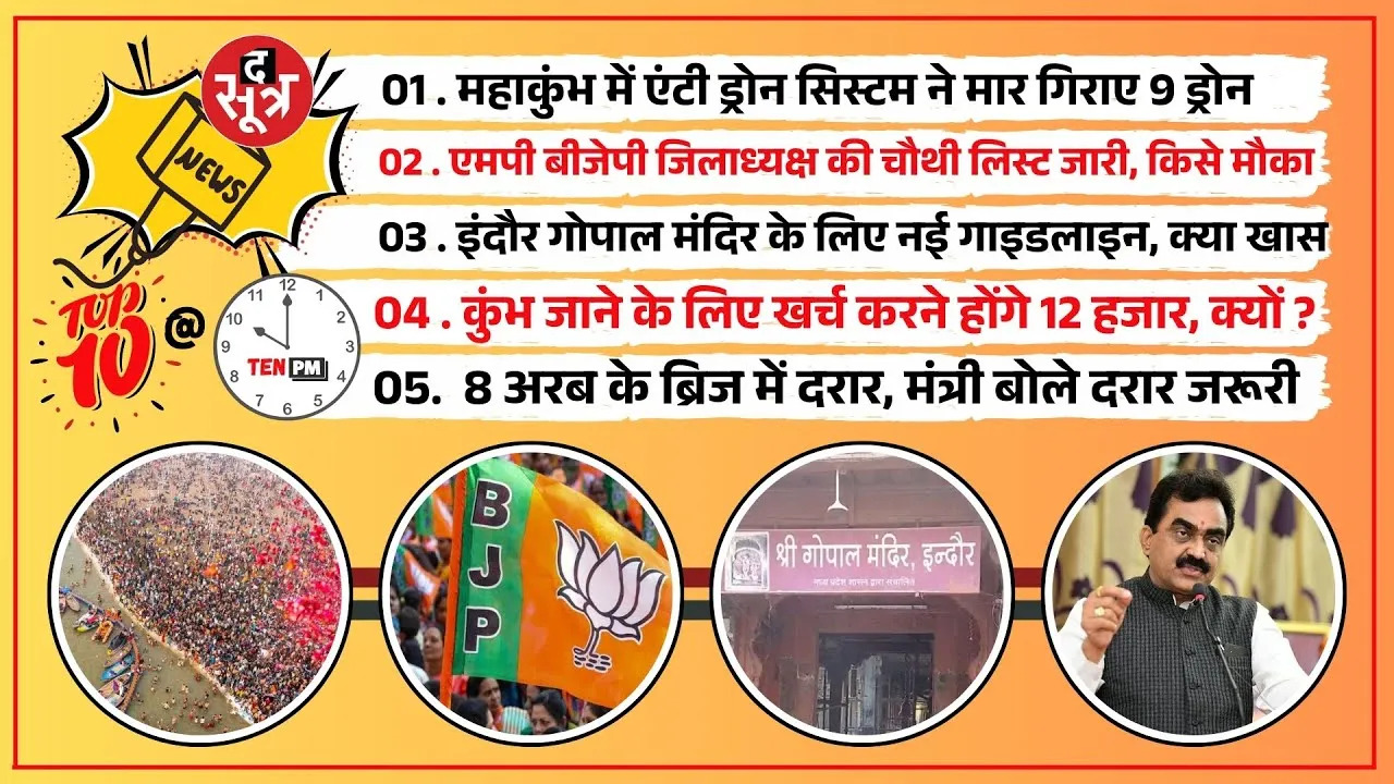 TOP 10 @ 10 PM | Madhya Pradesh में BJP जिलाध्यक्षों की चौथी लिस्ट जारी | OBC आरक्षण पर कहां हल्ला
