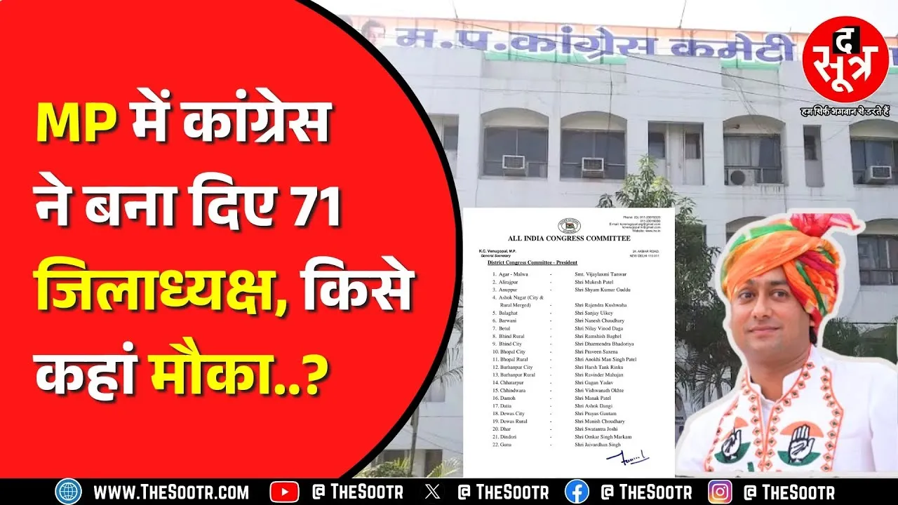 MP INC ने 71 जिलाध्यक्षों की घोषणा, 6 विधायकों को जिम्मा; दिग्गी के बेटे जयवर्धन को गुना की कमान
