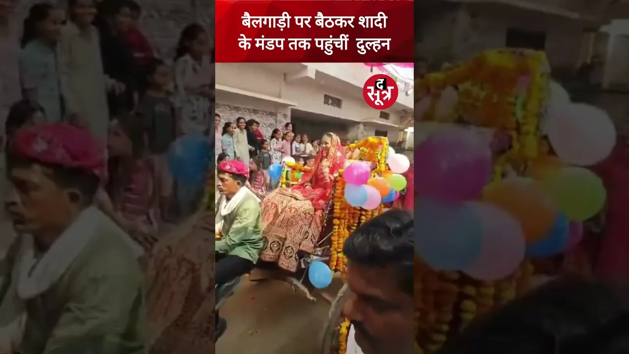 बैलगाड़ी पर बैठकर शादी के मंडप तक पहुंचीं दुल्हन