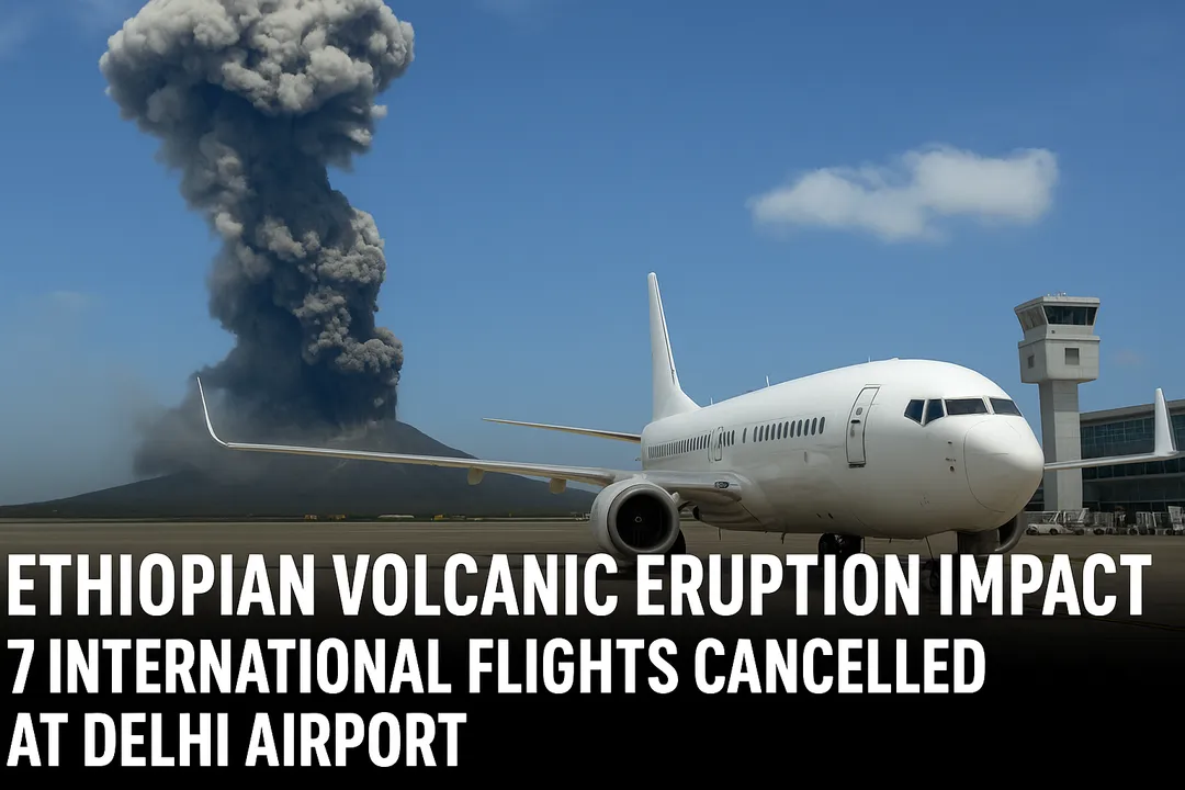 इथियोपिया के ज्वालामुखी विस्फोट का असर, दिल्ली एयरपोर्ट पर 7 अंतरराष्ट्रीय उड़ानें रद्द Photograph: (AI) 