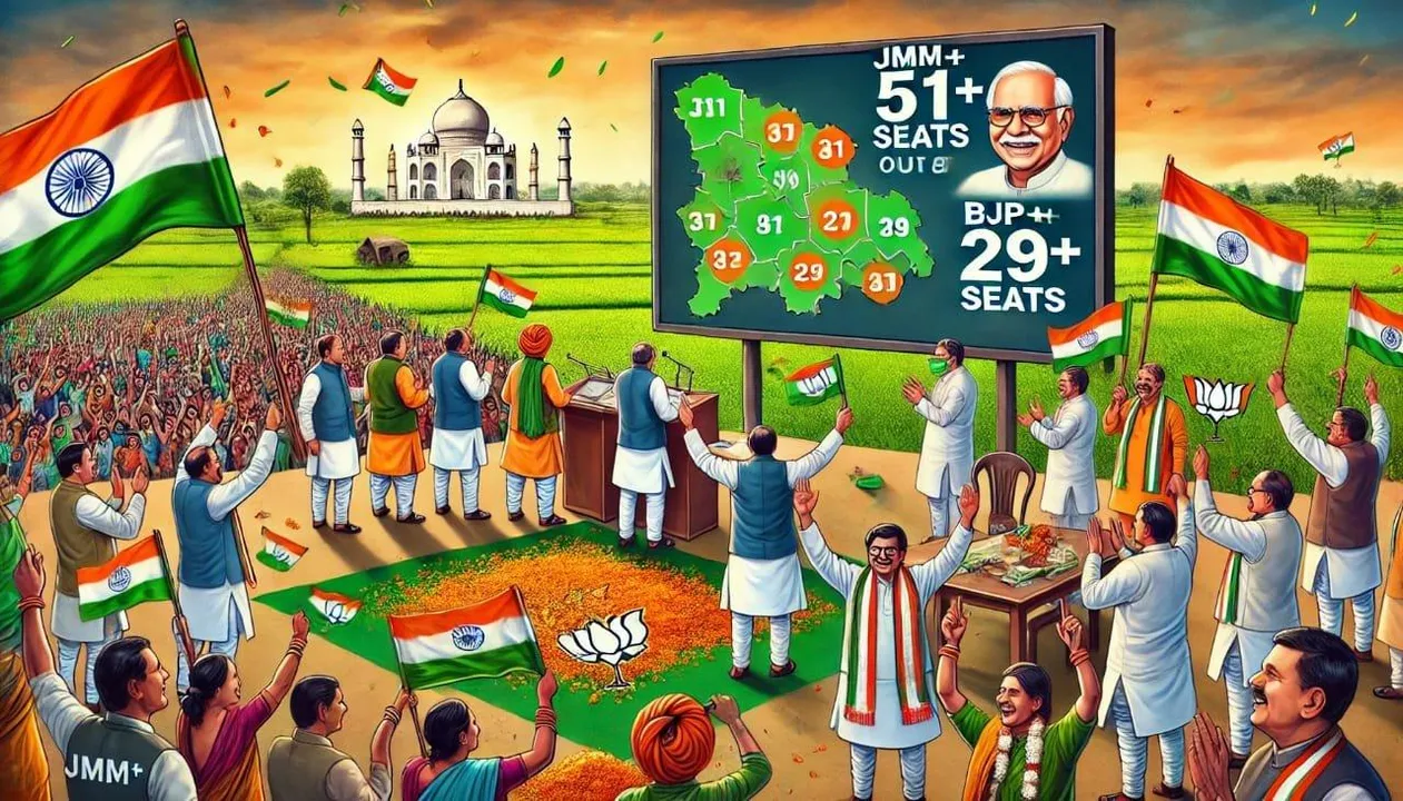  झारखंड चुनाव 2024 में झामुमो गठबंधन ने 50 सीटों पर बढ़त हासिल की 