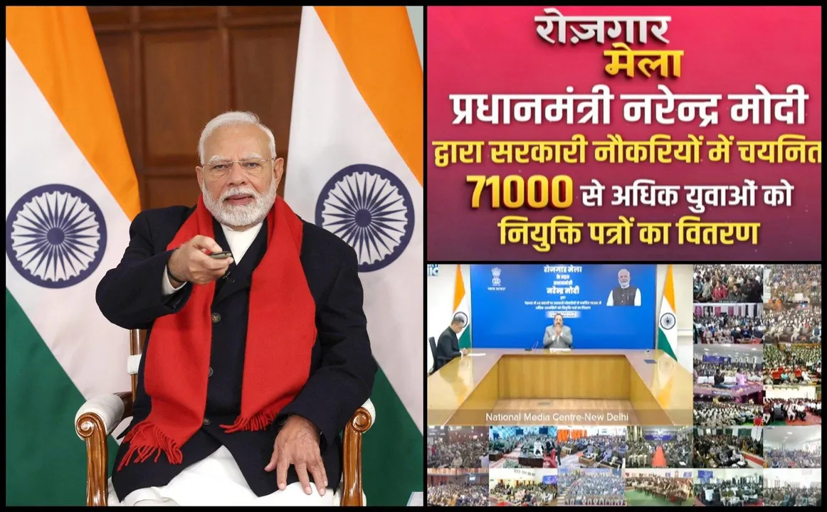  NEW DELHI, DEC 23 (UNI):- Prime Minister Narendra Modi distributes more than 71,000 appointment letters to newly appointed youth in Government departments and organizations under Rozgar Mela via video conferencing, in New Delhi on  Monday. UNI PHOTO-34U 