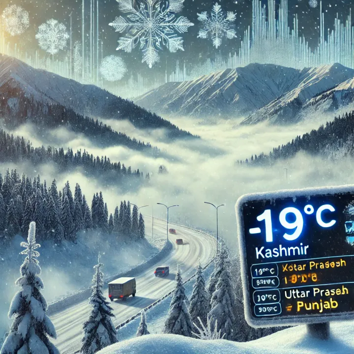  कश्मीर के 9 जिलों में तापमान माइनस में चला गया, जोजिला में -19°C तक गिरा। उत्तर भारत में कोहरे की चपेट में 17 राज्य, 77 ट्रेनें रद्द। मौसम विभाग ने ठंड और कोहरे के कारण यातायात में बाधाएं आने की चेतावनी दी है। 