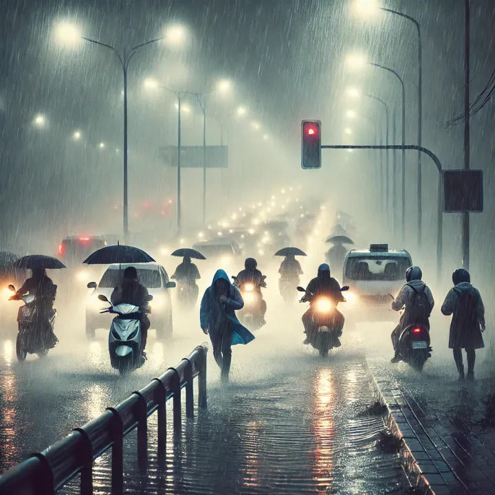  "Weather alert for heavy rainfall and cold wave impacting multiple states in India, including Delhi, Rajasthan, and Madhya Pradesh in December 2024." 