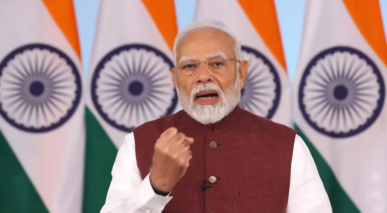  NEW DELHI, MAY 12 (UNI):- Prime Minister Narendra Modi addresses the Nation on Monday. UNI PHOTO-124U 