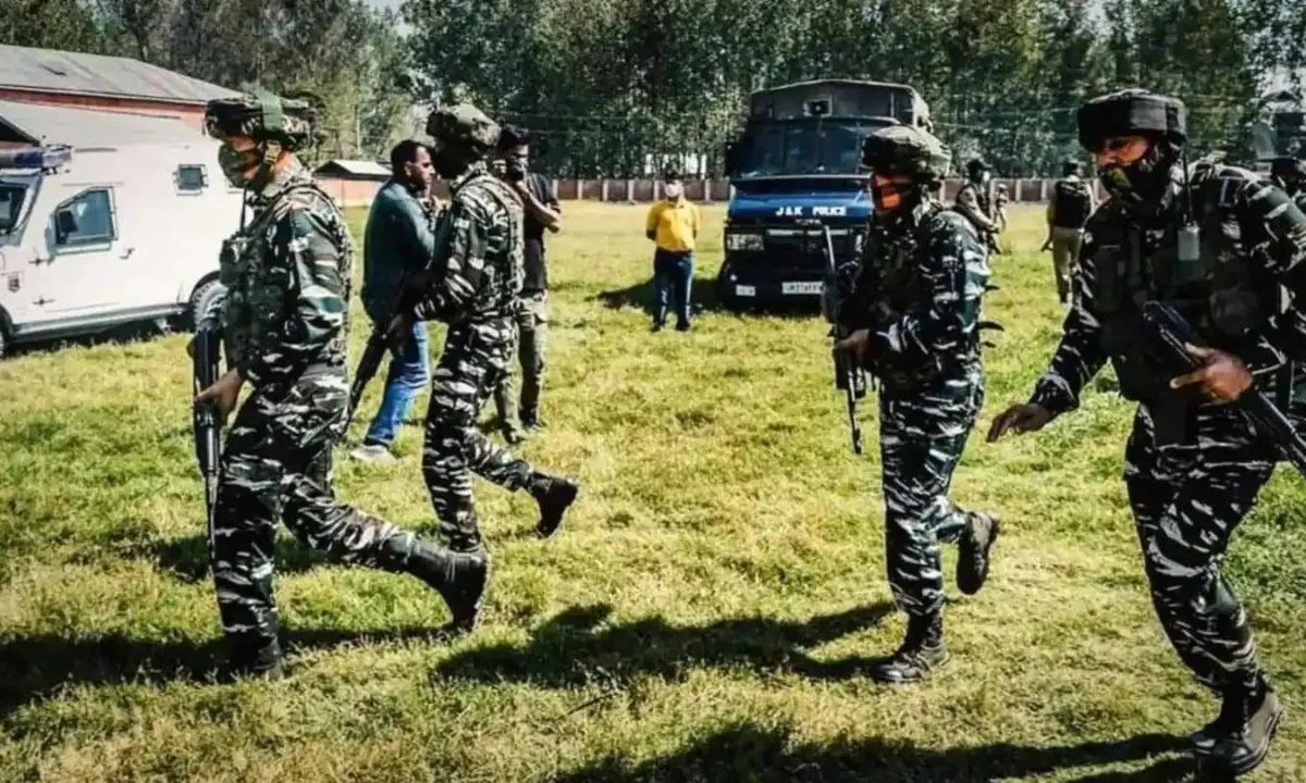  As security personnel closed in on their target before dawn, terrorists tried to escape by rushing towards an orchard while opening indiscriminate fire to break the security. Photograph: (NewsBytes) 
