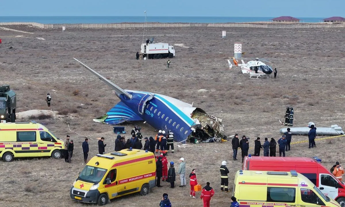  The Embraer 190 jet, operated by Azerbaijan Airlines, was en route from Baku to Grozny, Russia, when it met with disaster. Photograph: (The Hindu) 