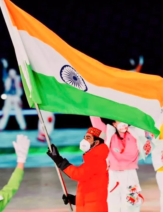  Arif Khan, lone Indian athlete at Winter Olympics 2022, attends opening ceremony in Beijing during India's diplomatic boycott