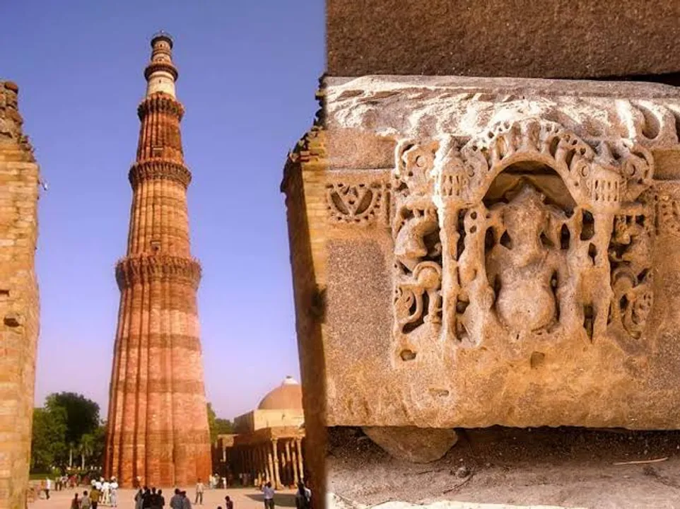  Ganesha idols at Qutub Minar: Iron grills over deity carved in complex removed by ASI