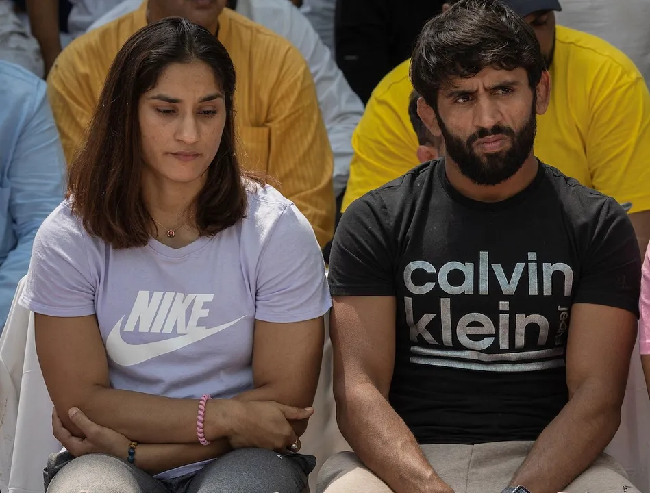  Young wrestlers protest against Bajrang Punia and Vinesh Phogat's exemption from Asian trials