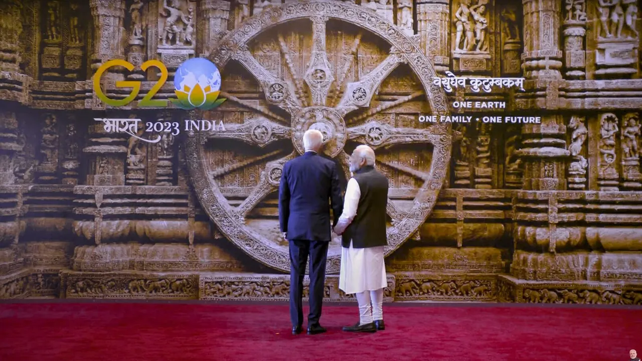  India unveils the Konark Temple Wheel as the G20 summit's welcome backdrop