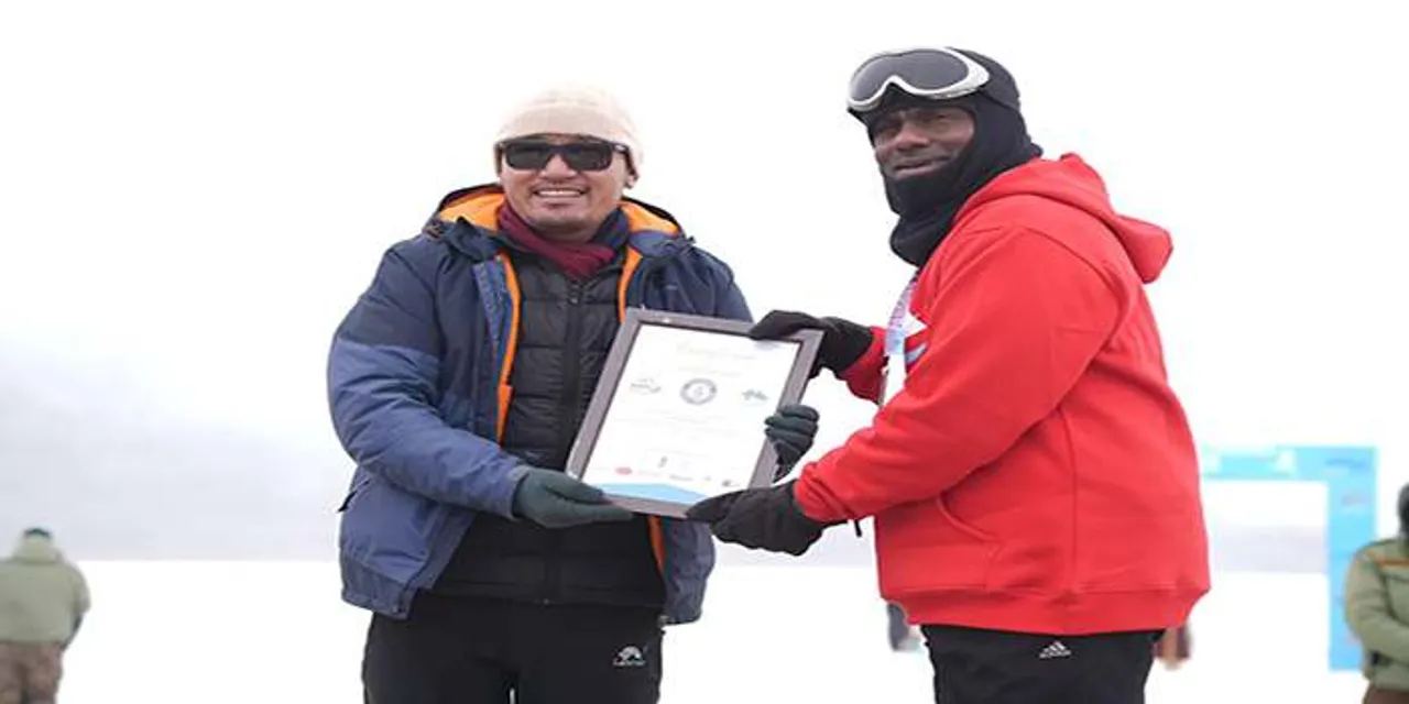  Ladakh hosts 'world's highest frozen lake marathon' on Pangong Lake