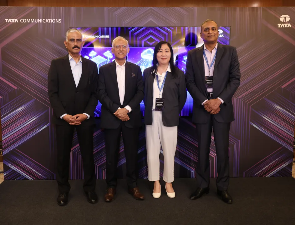 Left to Right - Tata Communications leaders - Natarajan Sivasamban, EVP & Global Operations Head; A.S. Lakshminarayanan, MD & CEO; Genius Wong, EVP- Core & Next Gen Connectivity Ser