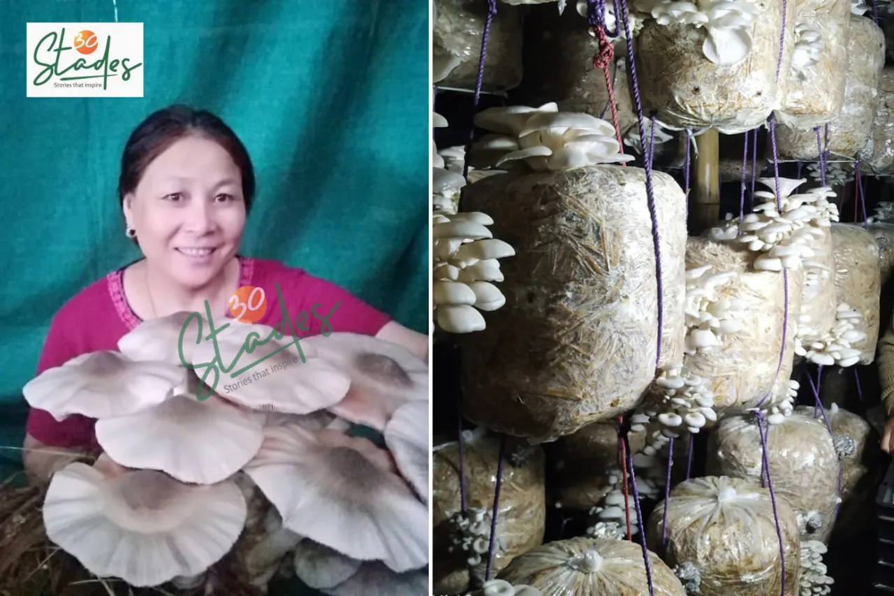 Rajkumari Binita Devi grows oyster mushrooms in Moirangkampu Sajeb village,  Manipur’