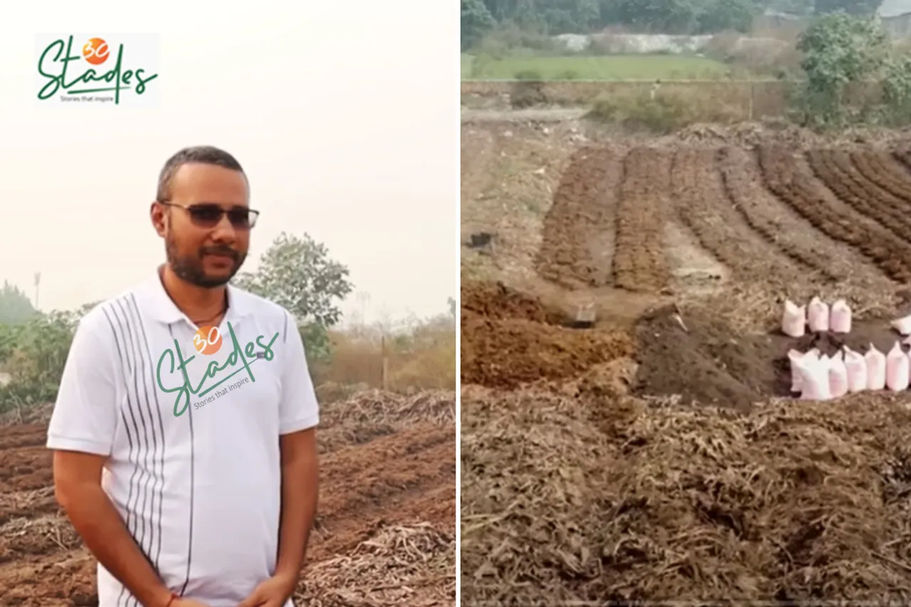 raj singh at his vermicompost unit