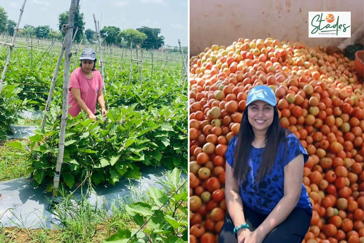 Smarika Chandrakar, an engineer-MBA farmer, at her farm in  Charmudiya village in Chhattisgarh’s Dhamtari district 