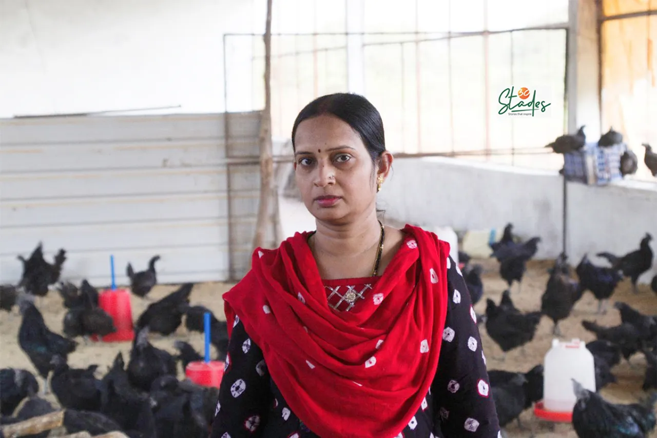 Pushpa Dohare at her poultry farm in Jhabua