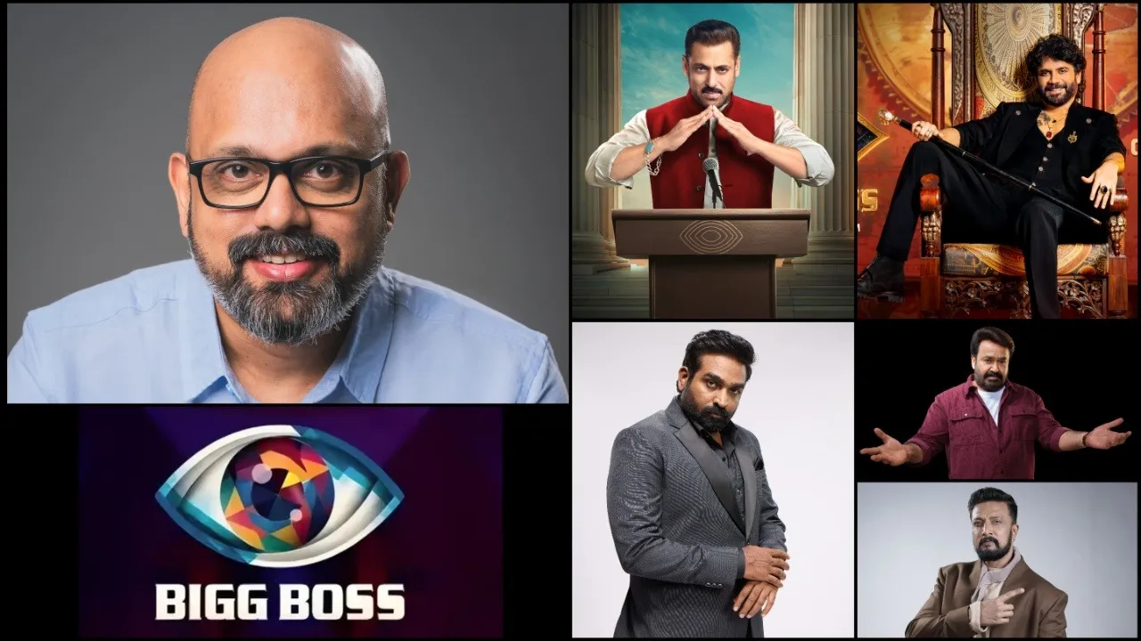 Bigg Boss reality TV show features Salman Khan, Vijay Sethupathi, Mohanlal, Nagarjuna, and Kiccha Sudeepa as hosts for its multi-lingual festive launch.