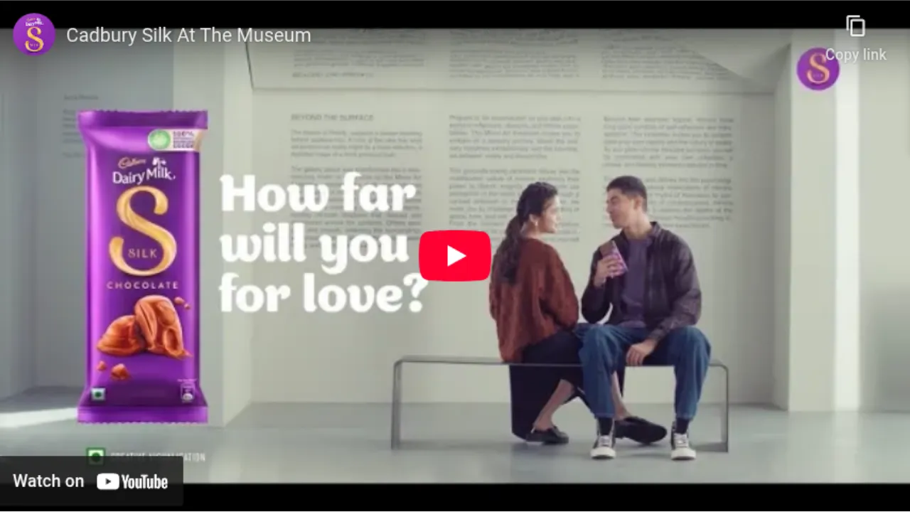 Cadbury Dairy Milk Silk's "How Far Will You Go for Love?" ad. See the full Ogilvy India commercial featuring a couple in a museum playing a chocolaty hide-and-seek.