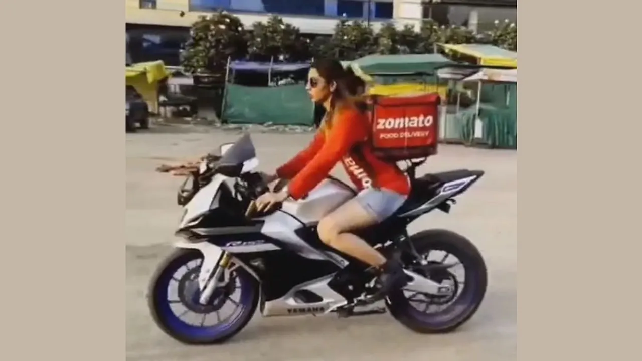 Zomato delivery girl riding a superbike in Indore, turns out to be fake