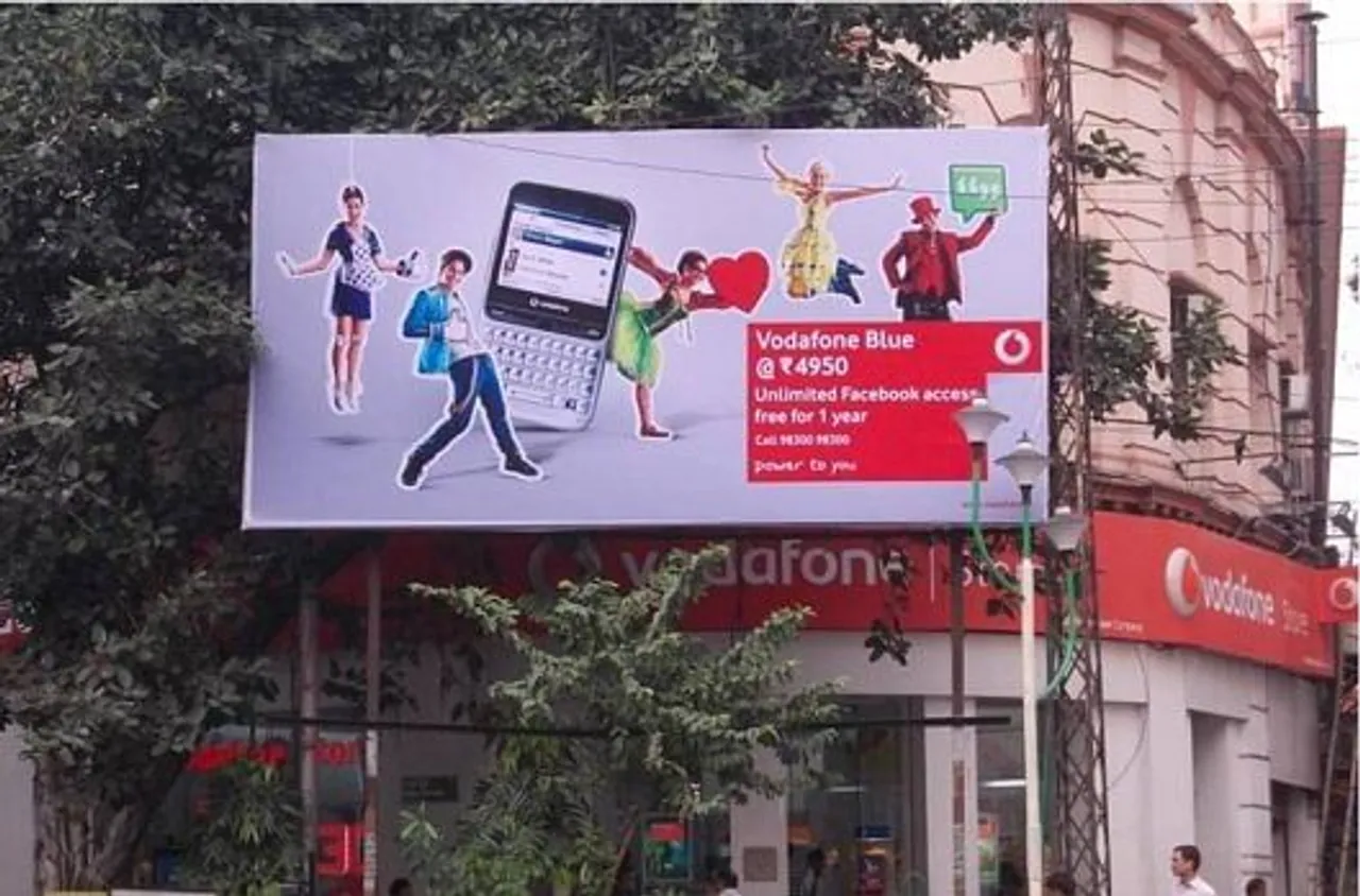 Vodafone blue hoarding