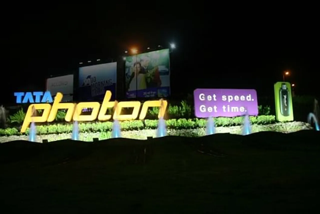 Night shot of signage