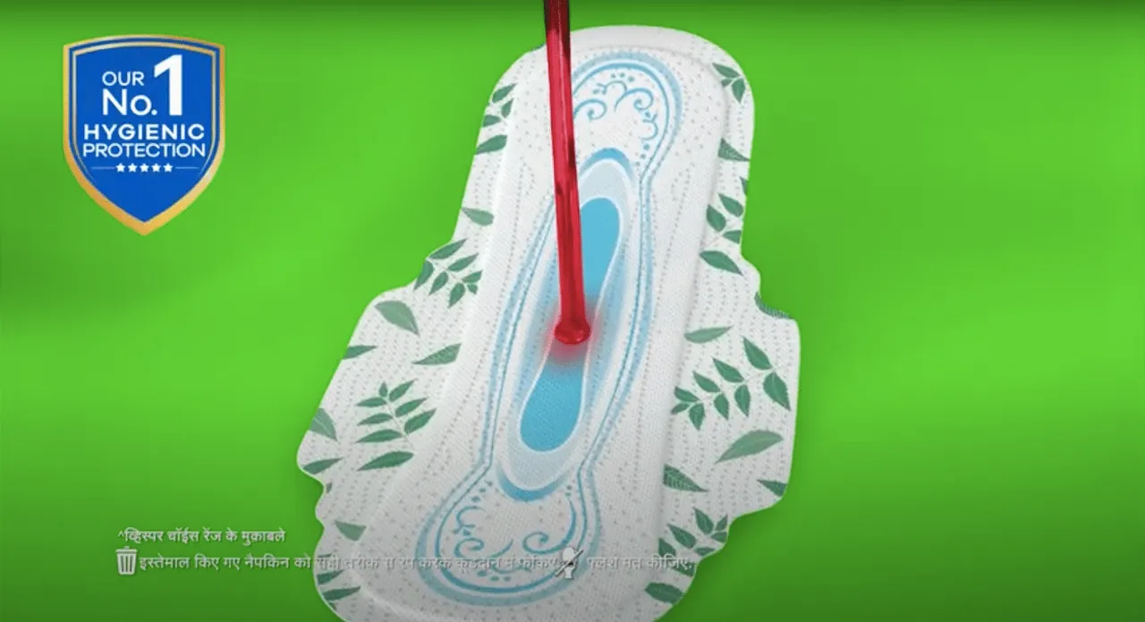 In a first for the company, Whisper’s ad ditches the blue liquid – opts for red instead
