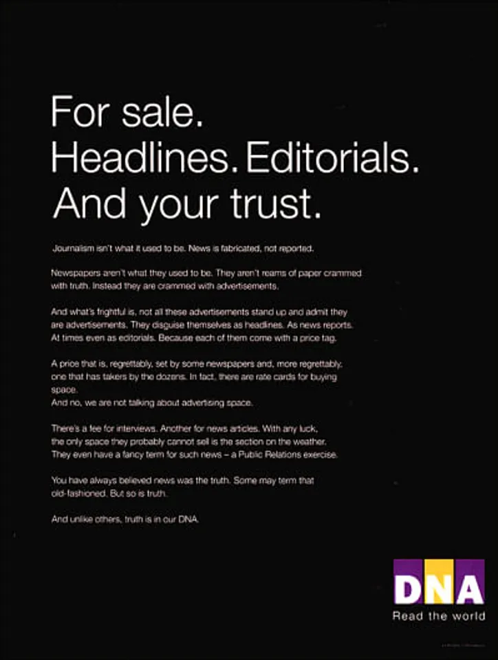 For sale. Headlines. Editorials. And your trust.