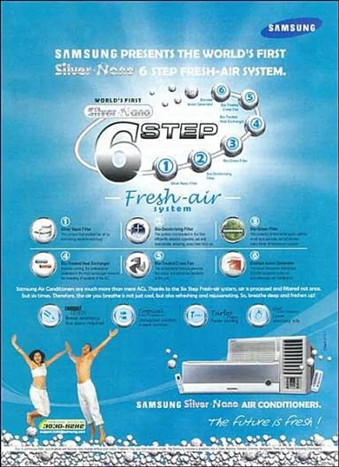 Samsung presents the world's first Silver nano 6 step fresh-air system.