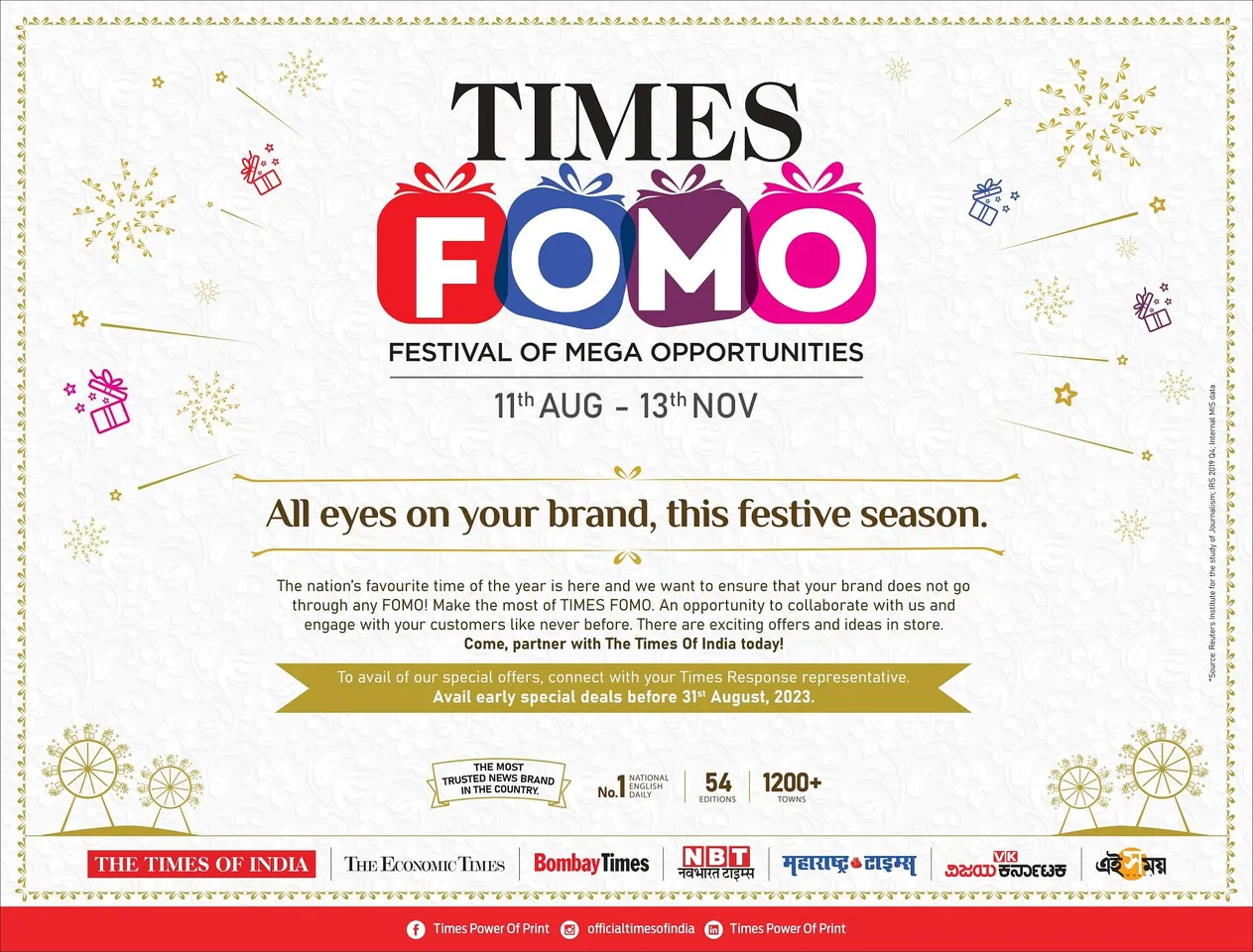 The Times of India launches the festival of unmissable opportunities!
