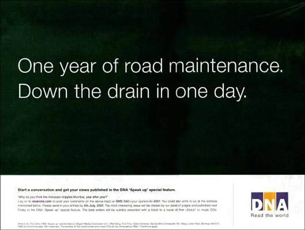 One year of road maintenance.Down the drain in one day.