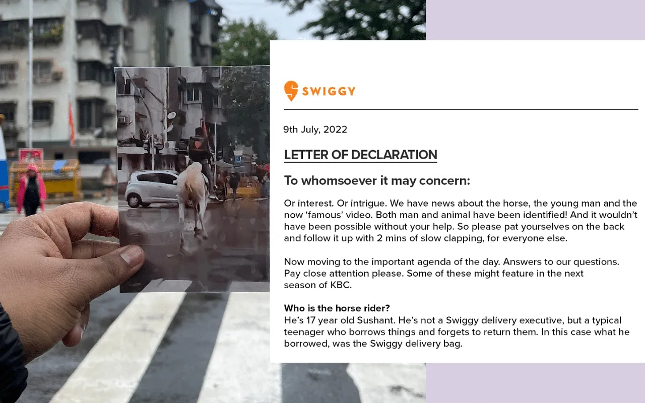 Swiggy releases statement with details about viral horseback rider
