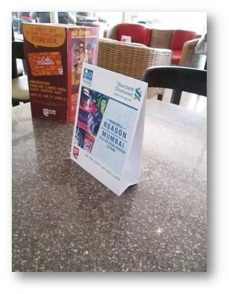 Tent Card at Cafe Coffee Day