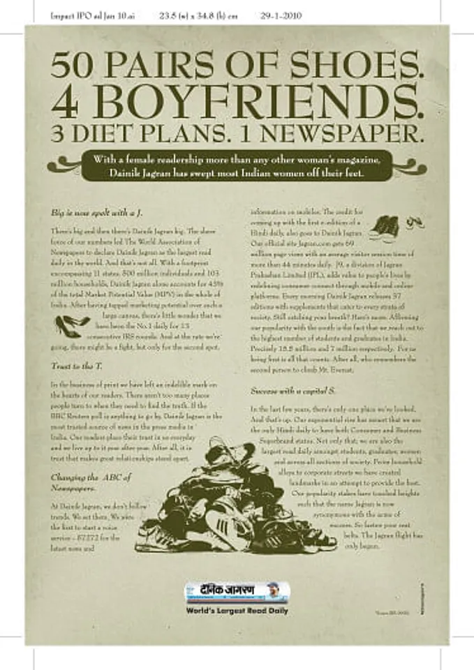 50 Pairs of shoes. 4 Boyfriends.3 Diet Plans.1 Newspaper