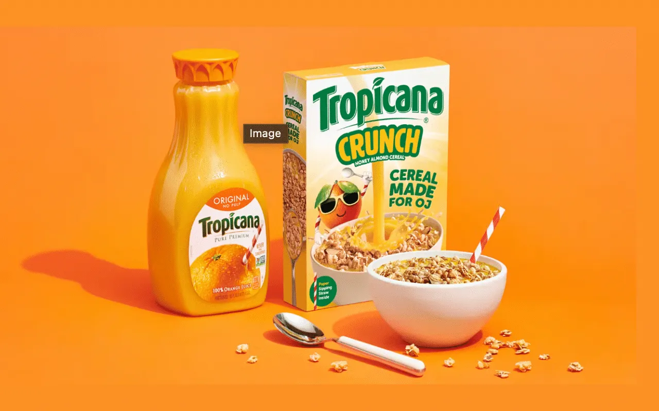 Tropicana wants you to pour orange juice over cereal