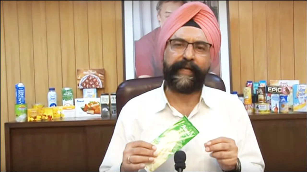 As Amul's Sodhi puts video on social media to issue product clarification...