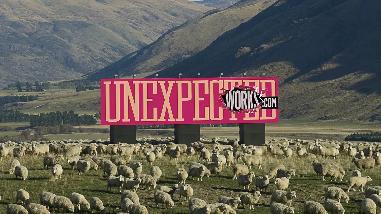 DDB reveals new brand promise with a billboard on a sheep farm in Garston, New Zealand